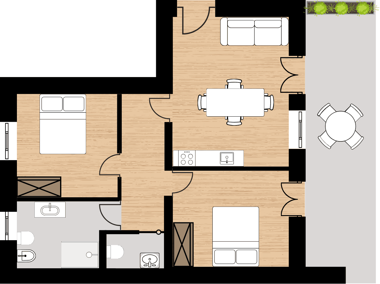 Grundriss Apartment Kiwi