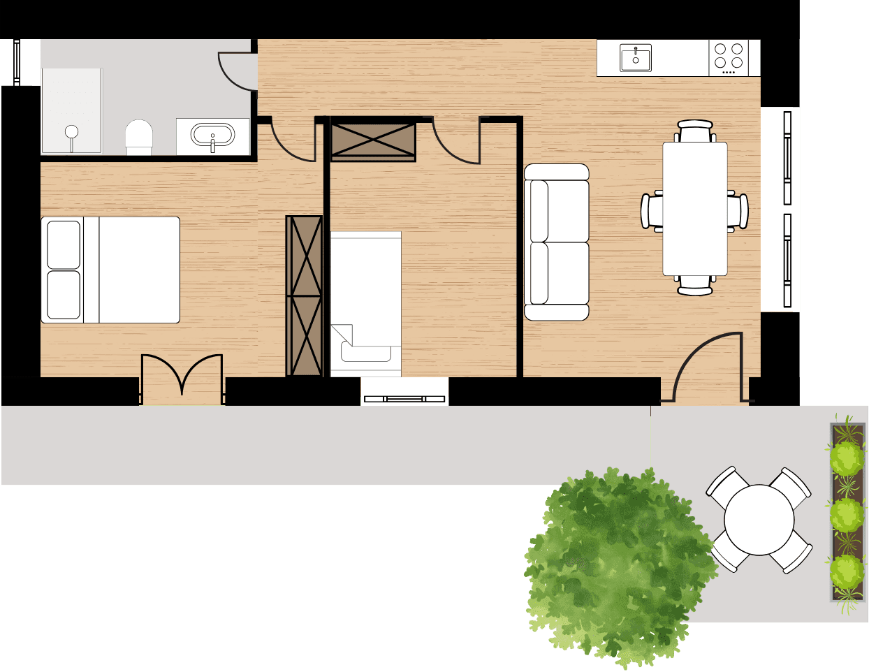 Grundriss Apartment Kaki